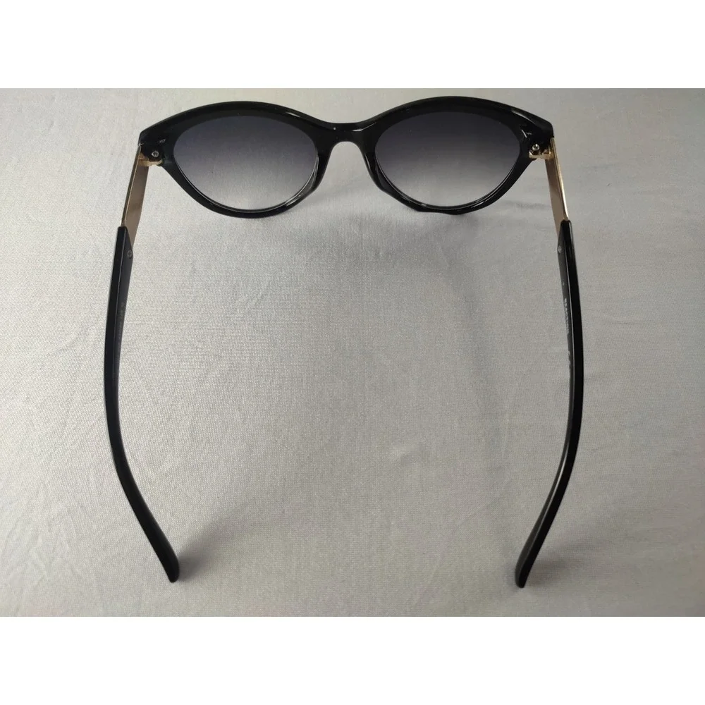 Kenneth Cole Reaction KC1397 01B Black Gold Cat‎ Eye Sunglasses Grey Gradient
